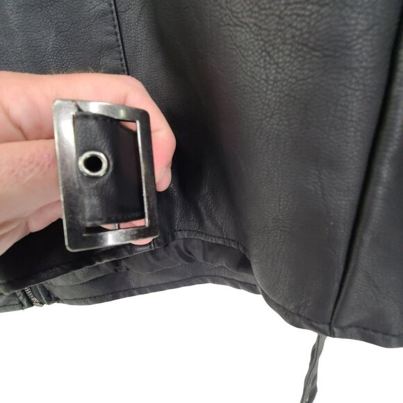 25.  Boutique Plus Black Faux Studded Zip Up Motorcycle Jacket Black Size 0X - Picture 8 of 12